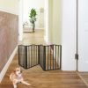 Pet Gate - Dog Gate for Doorways, Stairs or House - Freestanding, Folding, brown, Arc Wooden--Self-pick up is not supported.