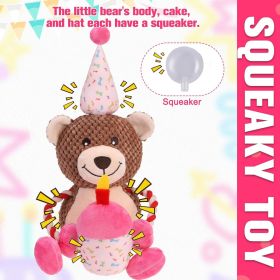 Birthday Dog Toys for Aggressive Chewers, Interactive Doggie Squeaky Toy with Cake H, Indestructible Plush Toys with Crinkle Paper