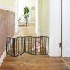 Pet Gate - Dog Gate for Doorways, Stairs or House - Freestanding, Folding, brown, Arc Wooden--Self-pick up is not supported.