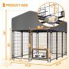 Dog Kennel Outdoor with Roof, 4.23'x5.82'x4.83' Welded Wire Enclosure, Heavy Duty Dog Crate with UV-Resistant Waterproof Cover