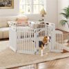 8-Panel HDPE Pet Fence (White) - Multiple Configurations (Octagon/Square/House), 50"x50"x32" Square Size, Lockable Door