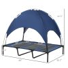 48" x 36" Elevated Portable Dog Cot Cooling Pet Bed with UV Protection Canopy Shade, Dark Blue