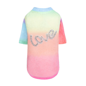 Love Dog Sweater (Color: Rainbow, size: XS)