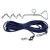 Heavy Duty Dog Tie Out Cable with Stake, Waterproof PVC Double Dog Leash for Yard Camping