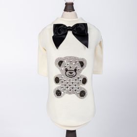 Teddy Bow Tee Dog Tee (Color: Ivory, size: MD)