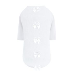 Dainty Bow Sweater (Color: White, size: LG)