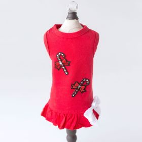 Candy Cane Dog Dress (Color: Red, size: SM)